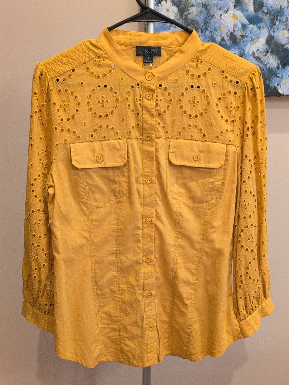 Carlisle Yellow Eyelet Button-Front Shirt